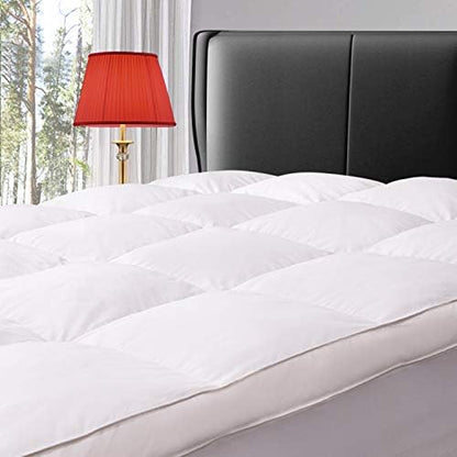 ELEMUSE Queen Goose Down Feather Mattress Topper, Feathered Pillow Top
