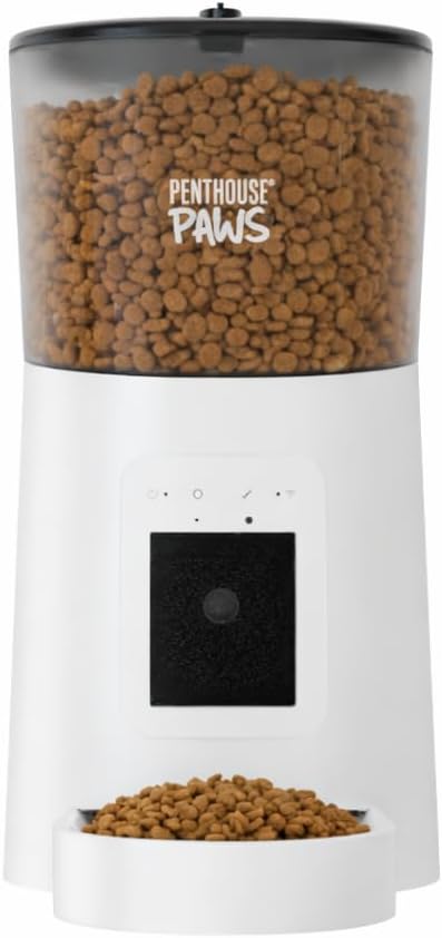 Smart HD Pet Feeder, 6L Dry Food Capacity, 1080p Camera, 2-Way Audio, Scheduled Meals, Backup Power, Easy to Clean, Anti-Jam Design for Cat & Dog, White