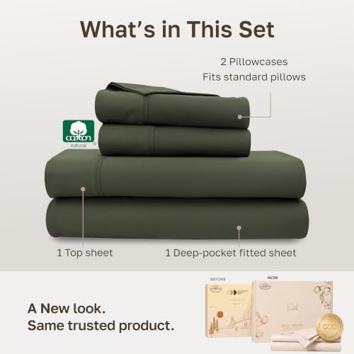 California Design Den Soft 100% Cotton Sateen Full Size Bed Sheets Set