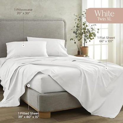 Whisper Organics 100% Organic Cotton Bed Sheets with Deep Pocket 3 Pc. Set