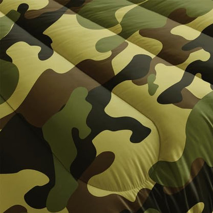 Nttopship Army Green Camo Comforter Set for Girls Men，Twin Size Army Green Camouflage Bedding Sets for Kids Boys Girl,Ultra Soft Lightweight Kids Room Decor(Army Green, Twin Size)