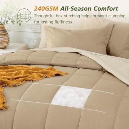 Twin Comforter Set with Sheets - 5 Pieces Bed in a Bag Linen Bedding Sets