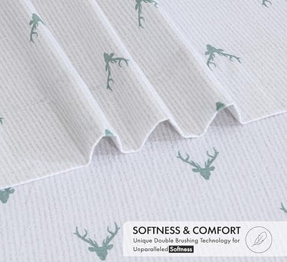 RUVANTI Flannel Sheets Set Full Size, Stag Synphony