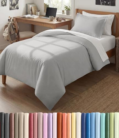 Duvet Cover Twin/Twin XL - 2 Piece Set, College Dorm Room - French Grey
