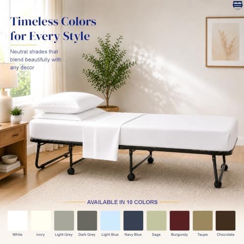 Cottingon 4 PC Cot Sheet Set 30"X75", Egyptian Cotton, White
