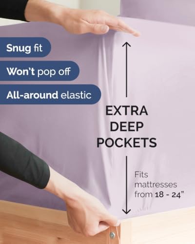 CGK Linens 2 Pack Extra Deep King Fitted Sheets - Light Lavender