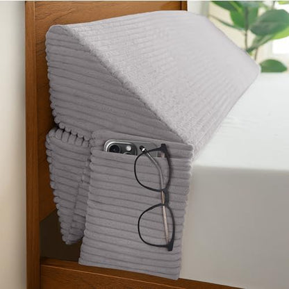 HIGOGOGO Twin Size Wedge Pillow for Headboard Gap - Multi Functional Mattress Wedge Bed Gap Filler Close The Gap (0-7") Between Your Mattress and Headboard or Wall (Light Grey 39"x11"x9")