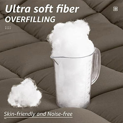 HYLEORY All Season King Size Bed Comforter - Cooling Down Alternative Quilted Duvet Insert with Corner Tabs - Winter Warm - Machine Washable - Taupe