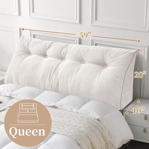 Sasttie Headboard Pillow Queen, Wedge Pillow Headboard, White