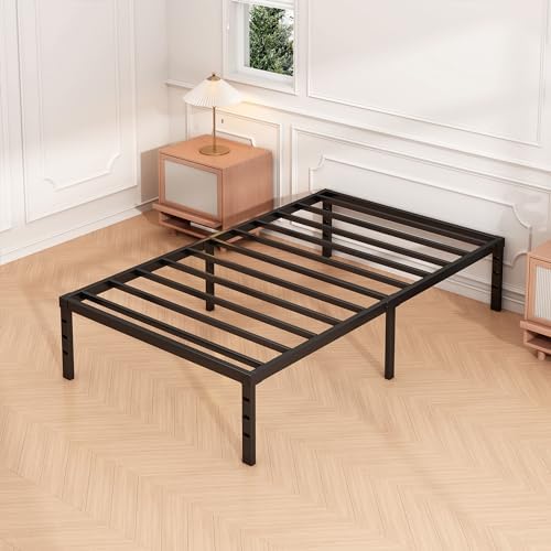 Hafenpo 16 Inch Twin Bed Frame, Under Bed Storage, Black