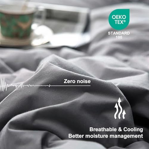 MEELUS Lightweight Comforter Cooling Grey, All Season Duvet Insert