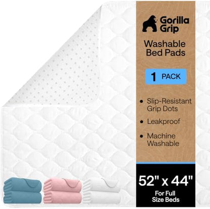 GORILLA GRIP Washable Reusable Underpads, 52x44, White