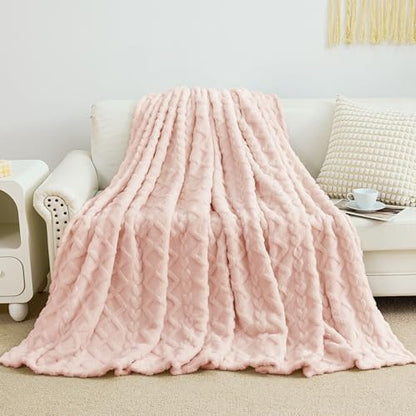 Aganear Fleece Throw Blanket for Bed Couch 90"x90" Pink