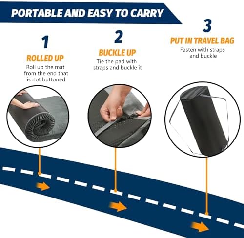 CYMULA Memory Foam Camping Mattress Pad, Sleeping Mat, Portable Roll Up Mattress for Adults, Camping Bed Pads for Sleepover, Car Bed with Travel Bag