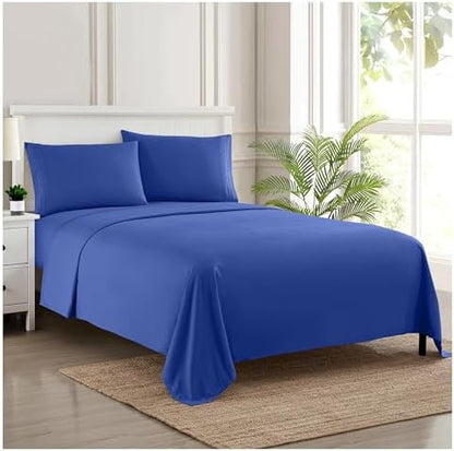 Twin XL Sheets - Breathable Luxury Sheets with Full Elastic & Secure Corner Straps Built In - 1800 Supreme Collection Extra Soft Deep Pocket Bedding Set, Sheet Set, Twin XL, Royal Blue