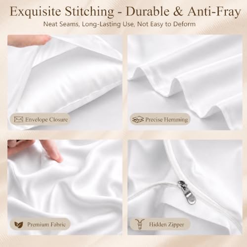 King Duvet Cover Set 3 Pieces, 100% Organic Viscose derived from Bamboo, Luxuriously Soft & Cooling, 1 Duvet Cover and 2 Pillowcases, 104" x 90"(King, White)