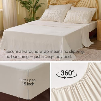 BEDELITE Twin Comforter Set 5 Pieces,Boho Bed in a Bag,Cream White