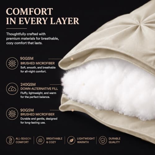 CozyLux California King Comforter Set Oatmeal, 7 Pieces Bed in a Bag