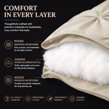 CozyLux California King Comforter Set Oatmeal, 7 Pieces Bed in a Bag