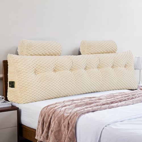 EUHAMS Headboard Pillow King with Neck Roll, Triangular Backrest Pillow