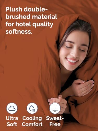 Duvet Cover Queen Size - Soft 3 Piece with Zipper Closure - Terracotta