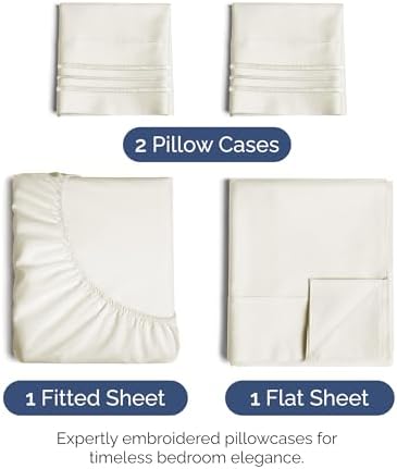 Full Size 4 Piece Sheet Set - Ultra Soft & Cooling Sheets - Ivory