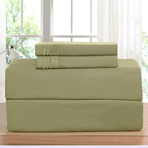 Elegant Comfort Luxurious Bed Sheets Set on Amazon 1500 Premier Wrinkle,Fade and Stain Resistant 4-Piece Bed Sheet Set, Deep Pocket, California King Sage