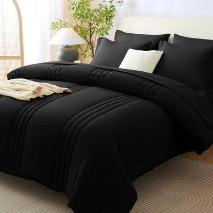 CozyLux Super King Plus Comforter Set Black - Oversized 128x120 Bed Set