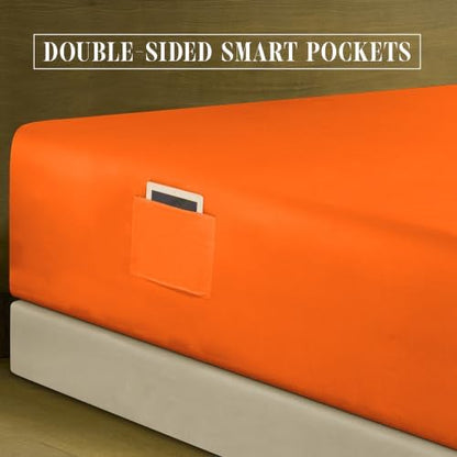 Elegant Comfort 4-Piece Bed Sheet Set - Luxury Bedding 1500 Premium Hotel Quality Microfiber, All Around Elastic 18-24 Inches Deep Fitted Sheet- Extra Deep Pocket Sheets, Full, Persimmon