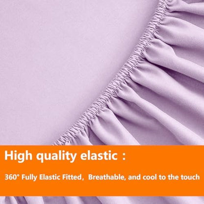 TAIMIT Light Purple Full Size Comforter Set - 7 Pieces, Bed in a Bag Bedding Sets with All Season Soft Quilted Warm Fluffy Reversible Comforter,Flat Sheet,Fitted Sheet,2 Pillow Shams,2 Pillowcases