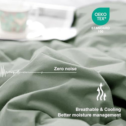 MEELUS Lightweight Comforter Cooling Sage Green, All Season Duvet Insert