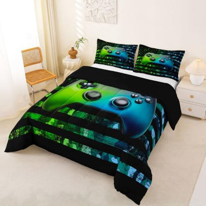 Gaming Comforter Set Full Size For Boys Kids Game Room Decor United States Bedding Set Video Game Gamer Down Comforter Camouflage Stripes Teens Bedroom Decor Gamepad Bedding Set With 2 Pillow Cases
