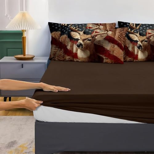 5PCS Deer Comforter Sets Twin,Boys Camo Bedding Twin,American Flag Comforter,Camo Bed Set for Boys,Adults,Teens