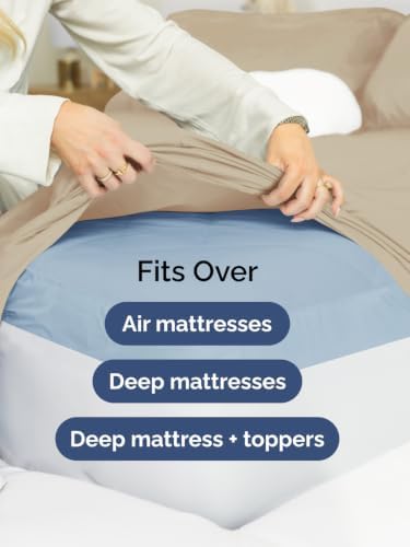 Extra Deep Pocket Queen Size Sheet Set - Breathable & Cooling - Cream