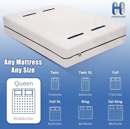 HOMESURE Mattress Bags for Moving and Storage with 8 Handles - Mattress Cover for Moving - Heavy Duty, Strong Zipper Closure, Moving Supplies & Moving Bag - Semi-Transparent, Queen