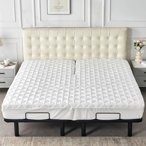 Kingnex Waterproof Split Top Cal King Mattress Protector for Adjustable Bed