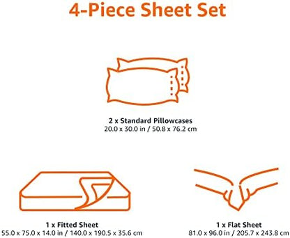 Amazon Basics 4 Piece Bed Sheet Set, 100% Cotton Jersey, Includes Super Soft, Flat and Fitted Sheets, Pillowcase, Full, Dark Gray, Solid