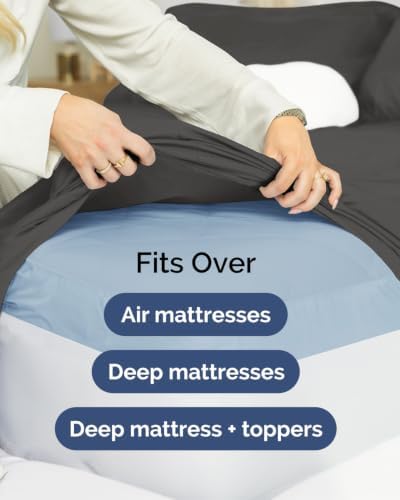 CGK Linens 2 Pack Extra Deep Full Fitted Sheets - Charcoal