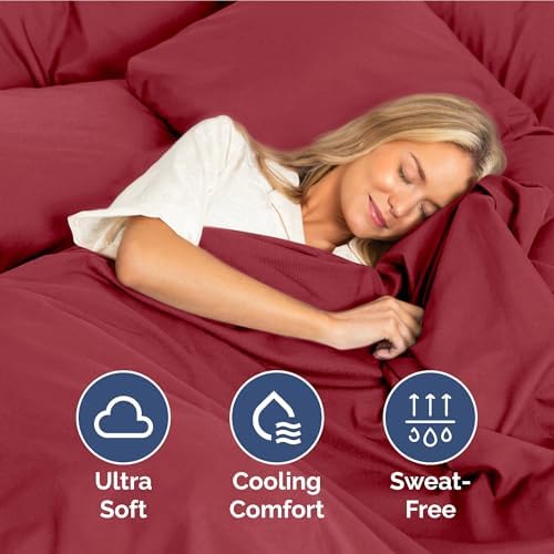 Twin XL Size 3 Piece Sheet Set - Ultra Soft & Cooling Bed Sheets - Berry