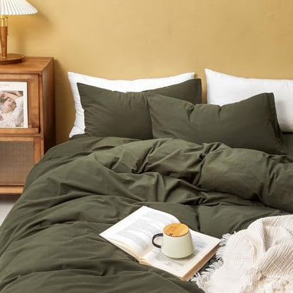 FOSSA Duvet Cover Set 100% Washed Cotton Linen Feel Oversized King