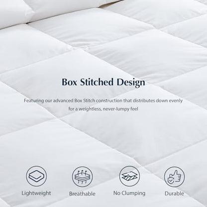 Pacific Coast Lightweight Goose Feather Down Fiber Comforter Twin Size, Summer Duvet Insert, Ultra Soft, Breathable, Hotel Luxury Bedding with 8 Tabs, White, 68 x 90 Inches