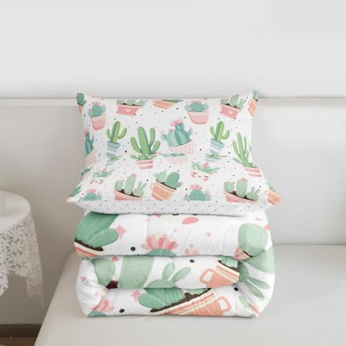 Feelyou Cute Cactus Comforter Set for Girls Kids