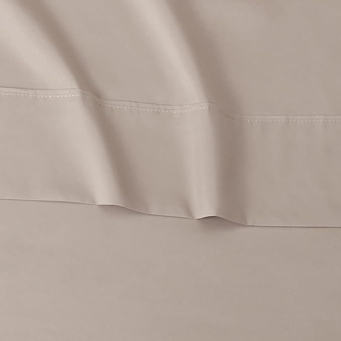 Amazon Basics Lightweight Super Soft Cooling, Breathable Wrinkle Resistant Brushed Microfiber 4-Piece Sheet Set with 14-Inch Deep Pockets, Queen, Taupe, Solid
