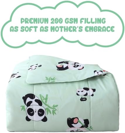 Yibeizi Kids Cute Panda Comforter Full Size Sage Green Bedding Set