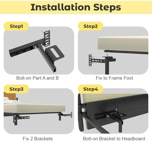 Headboard Brackets for Metal Bed Frame, Universal Adjustable Brackets for Headboard with Footboard Extension Kit Fit Twin Full Queen King, Matte Black 2 Packs