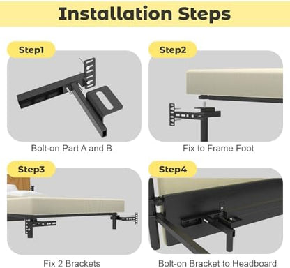 Headboard Brackets for Metal Bed Frame, Universal Adjustable Brackets for Headboard with Footboard Extension Kit Fit Twin Full Queen King, Matte Black 2 Packs