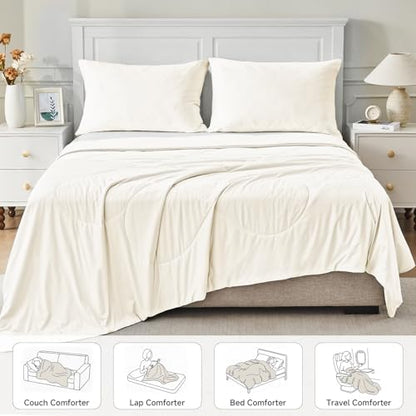 HOMFINE Cooling Comforter for Hot Sleepers King/Cal King, Beige 108"x90"