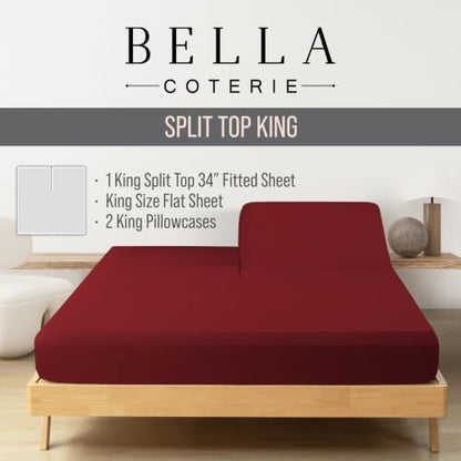 Bella Coterie Bamboo Viscose 34" Split Top King Sheets, Organically Grown