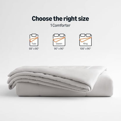 Amazon Basics Cooling Comforter, Temperature Regulating Blanket for Hot Sleepers, Summer & All Season Bedding, Lightweight, 90"x90", Queen, Gray