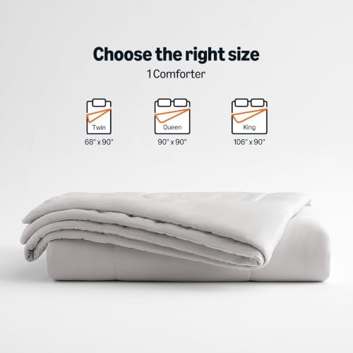 Amazon Basics Cooling Comforter, Temperature Regulating Blanket for Hot Sleepers, Summer & All Season Bedding, Lightweight, 68"x90", Twin, Gray